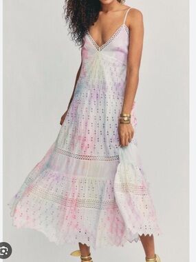 LoveShackFancy Weston silk hand dyed Midi Dress - Candyland - S